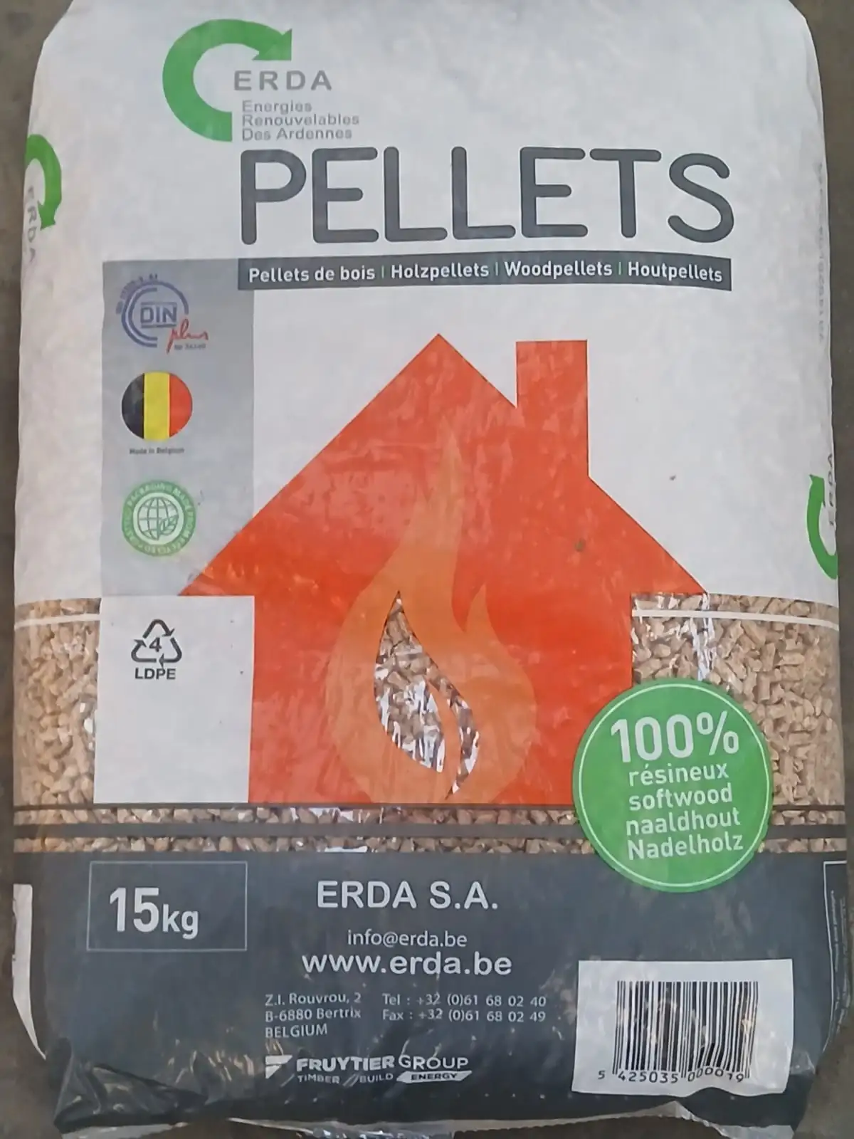 Sacs de pellet 15 kg sur palette