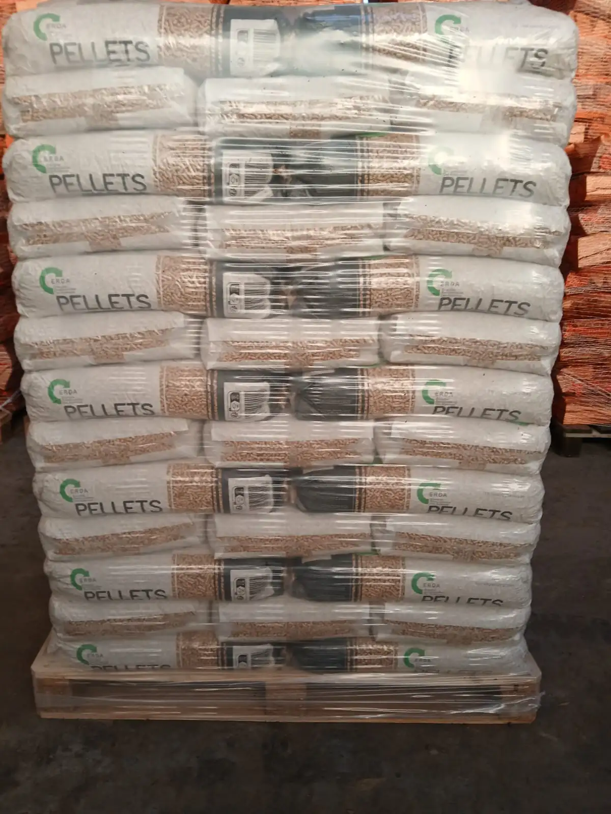 Palette filmée de pellets